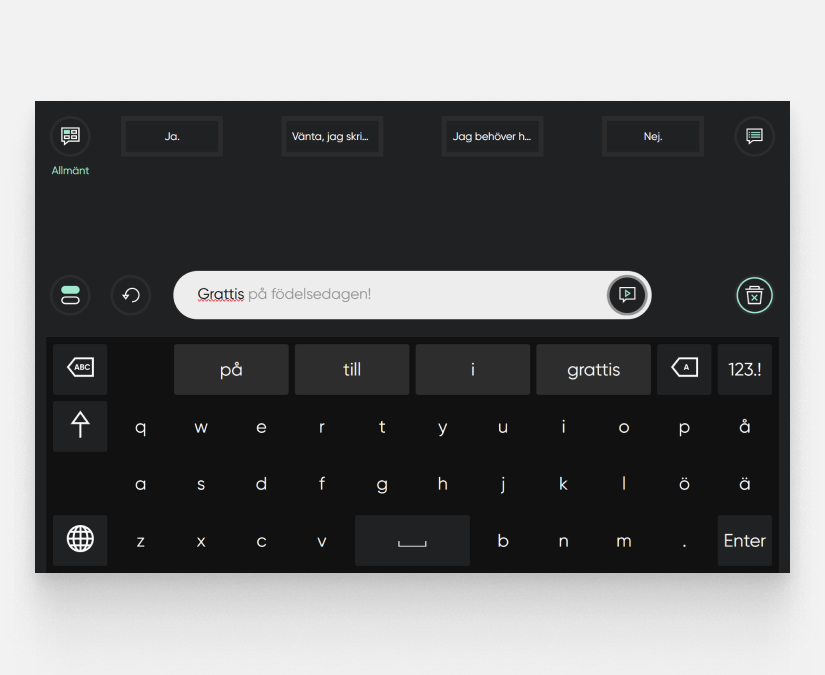 Tobii Dynavox TD Talk funktion för frasprediktion