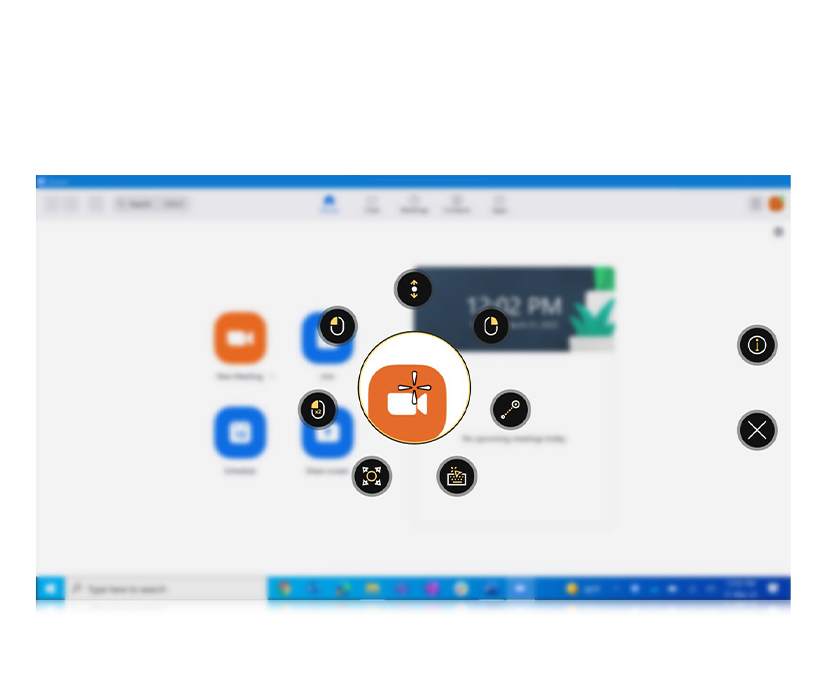Tobii Dynavox TD Control interaktionsmeny med Zoom i bakgrunden