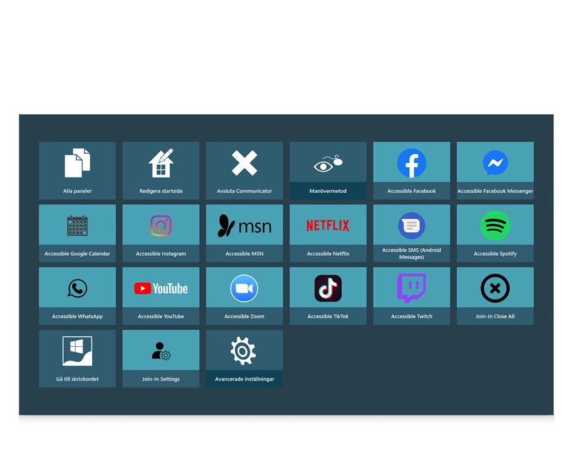 Tobii Dynavox Communicator 5 Accessible Apps startsida