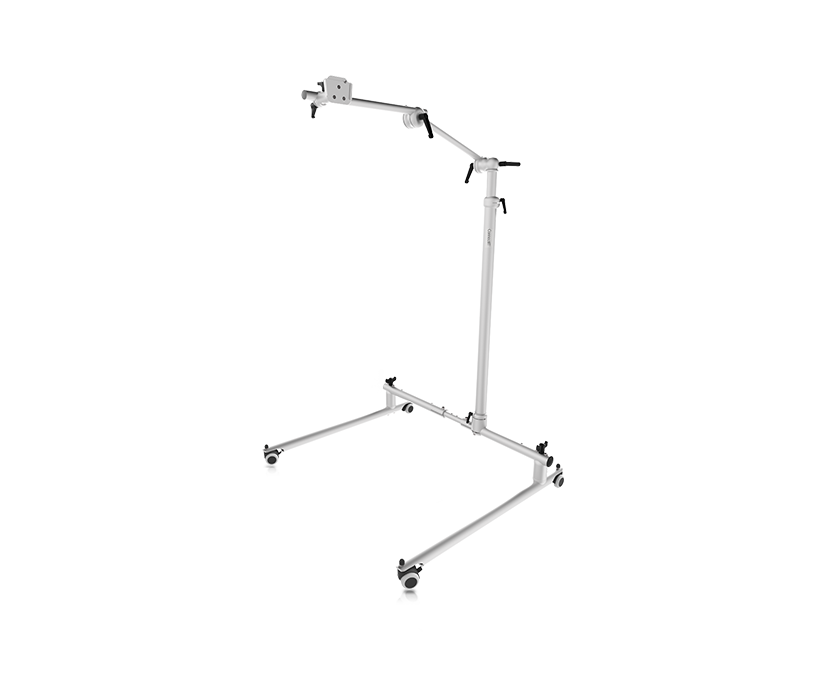 Tobii Dynavox Rehadapt FS-Vario Floorstand med rullande och flexibel bas och ställbar höjd.