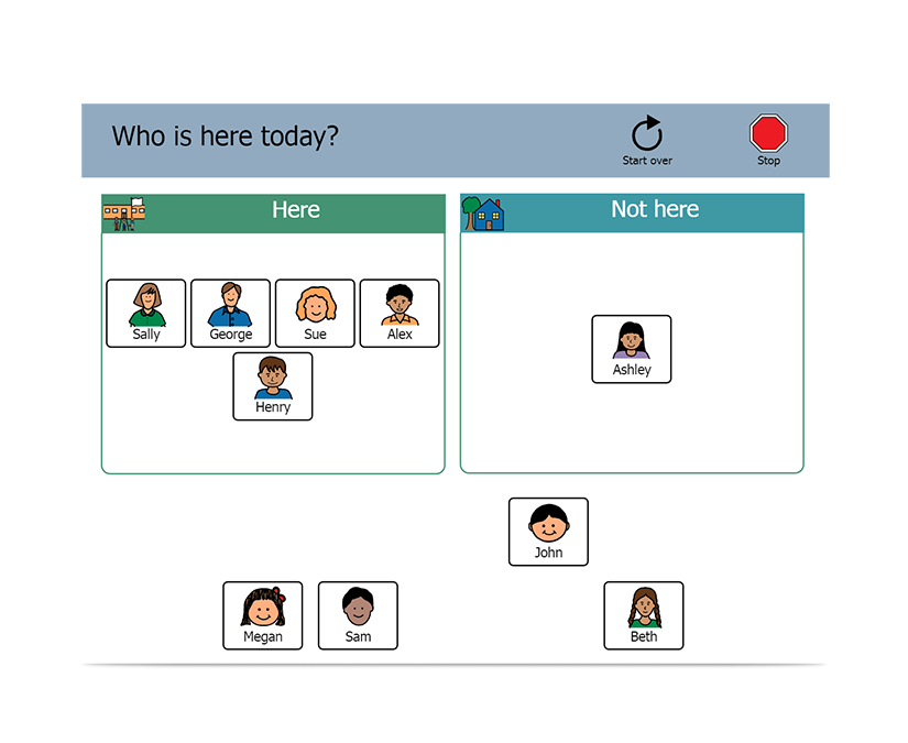Skärmbild av Boardmaker 7 Student Center vilka är här idag?