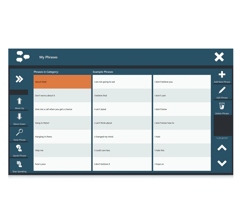 Tobii Dynavox Communicator 5 som visar fraser