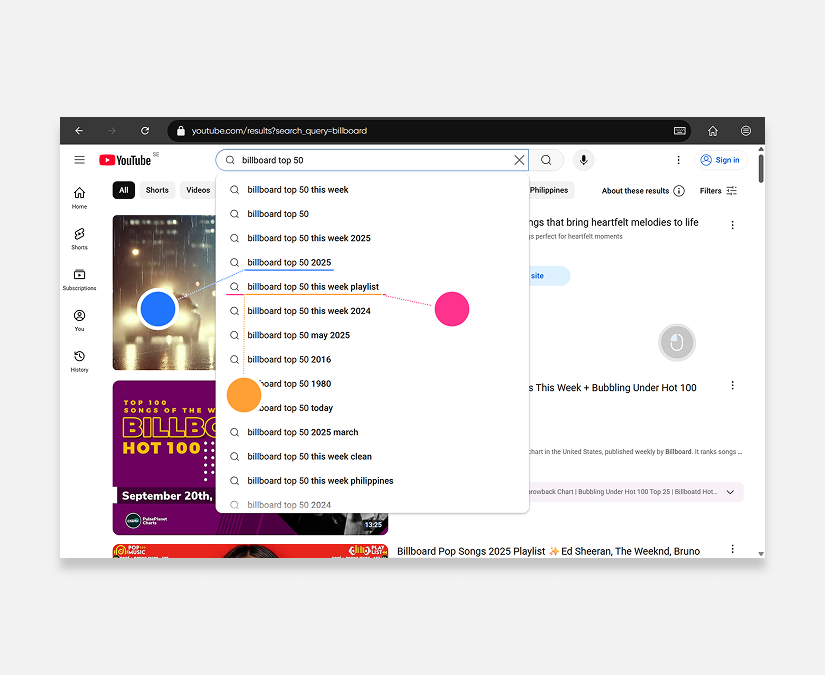 TD Browse-skärmbild som använder färgade länkar