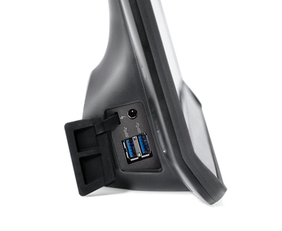 Tobii Dynavox TD I-16 AAC-enhet från sidan med dubbel USB-port med skyddskåpa