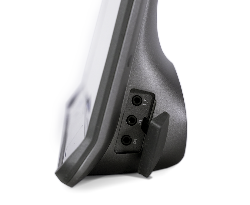 Tobii Dynavox TD I-Series AAC-enhet med två switchportar och hörlursuttag med skyddskåpa