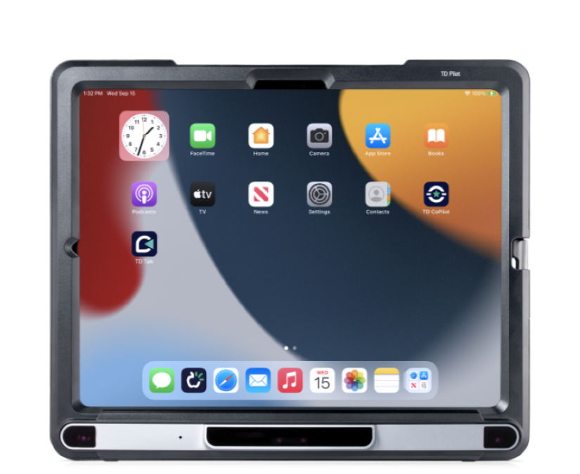 Tobii Dynavox TD Pilot, en samtalsapparat som visar iPadOS startsida