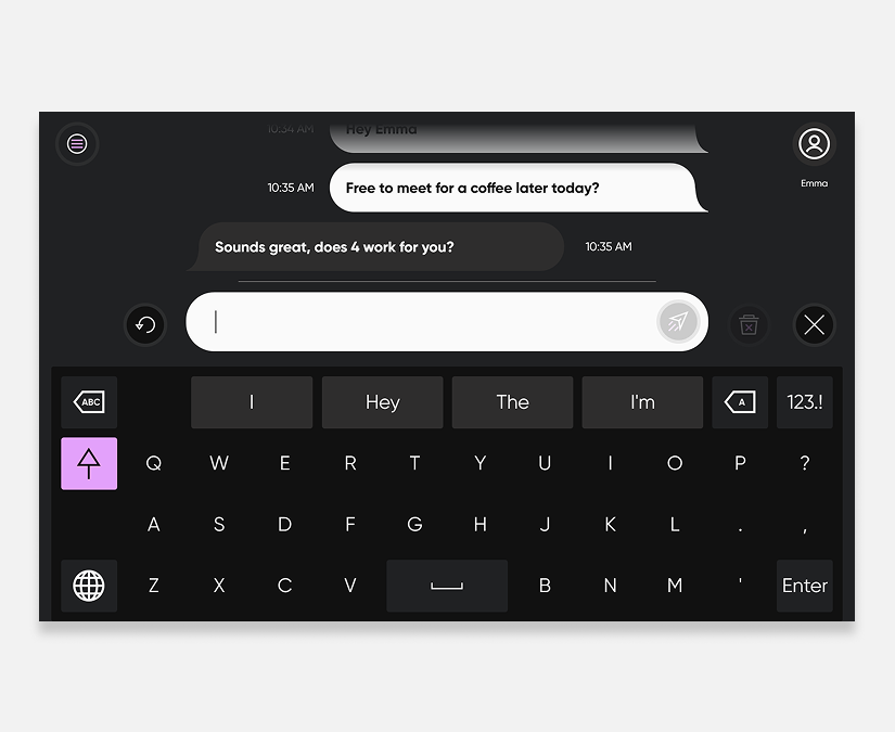 Skärmbild av TD Phone som visar textmeddelanden  