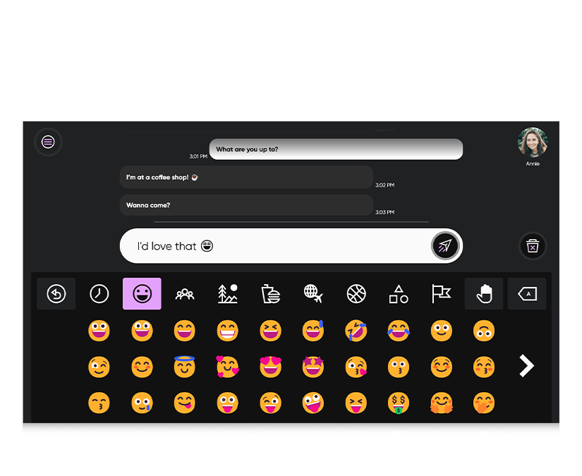 Emojis som finns på TD Phone från Tobii Dynavox