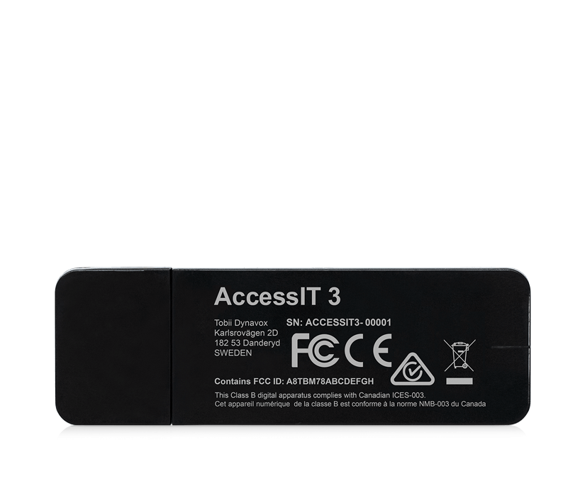 Tobii Dynavox AccessIT Baksida som visar information