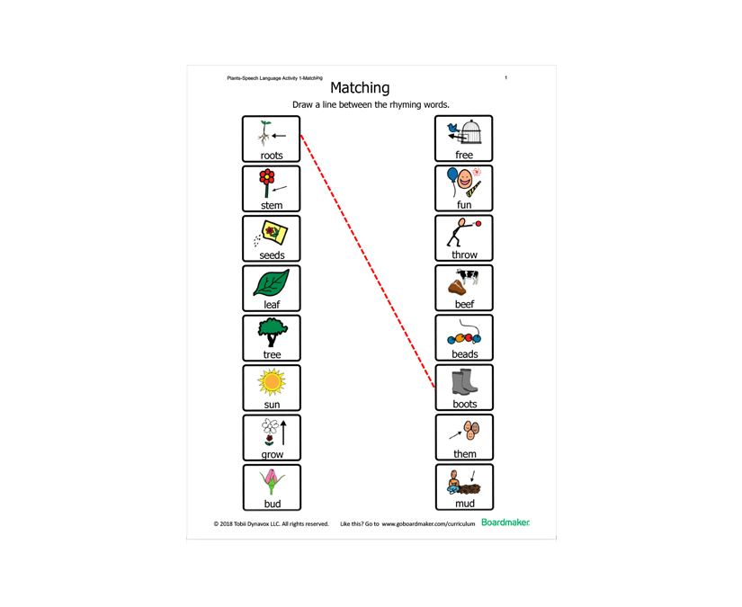 Tobii Dynavox Activities-to-Go plants and living things matching activity