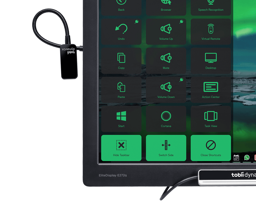 Tobii Dynavox EyeR plugged into Monitor with Windows Control and PCEye Plus 