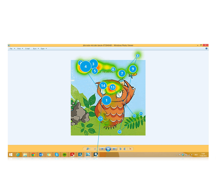 Tobii Dynavox Gaze Viewer värmekarta på en bild