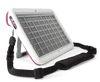 Tobii Dynavox Indi Durable Case Raspberry med rem och rasterhållare sedd från sidan