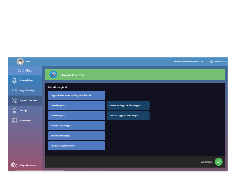 Tobii Dynavox Pathways for Core First språkanpassning