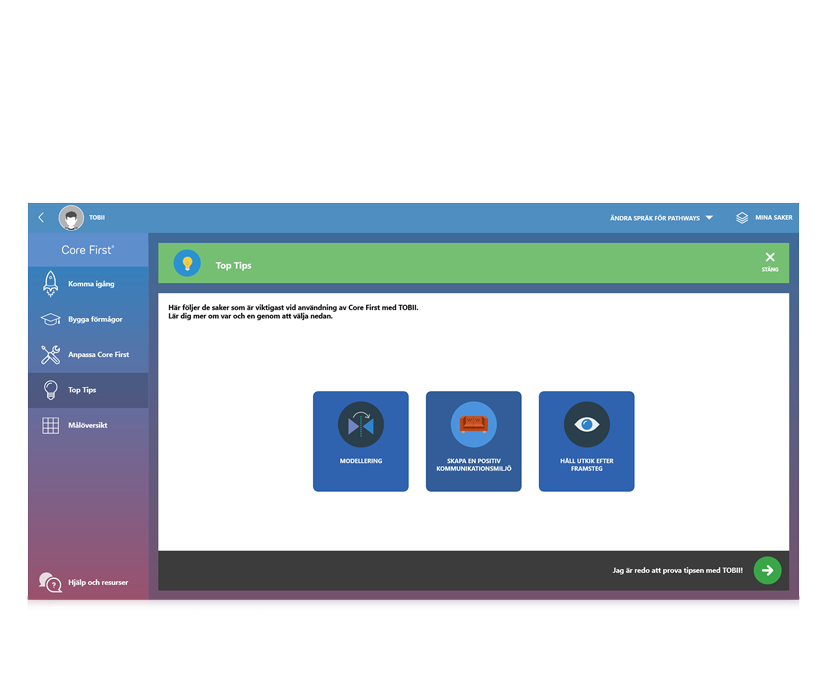 Tobii Dynavox Pathways for Core First tips för kommunikationspartners