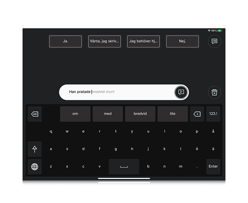 Tobii Dynavox TD Talk funktion för frasprediktion