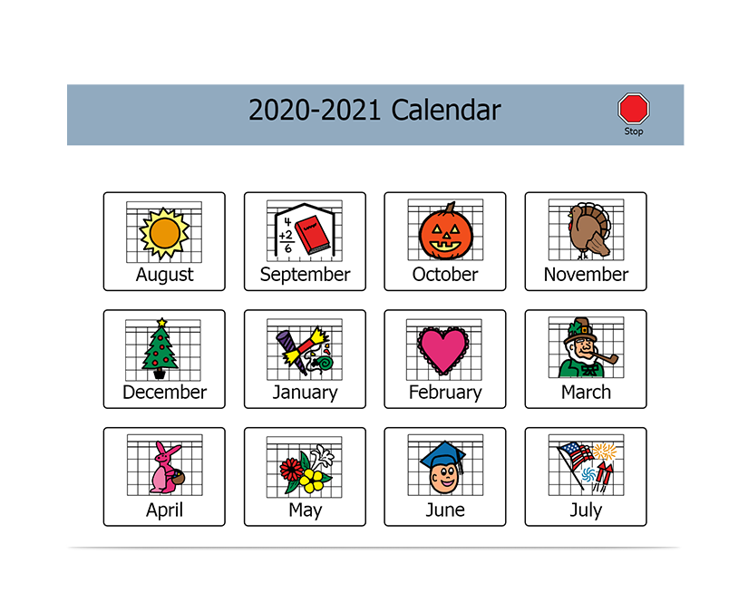 Skärmbild av Boardmaker 7 Student Center kalender