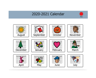 Skärmbild av Boardmaker 7 Student Center kalender
